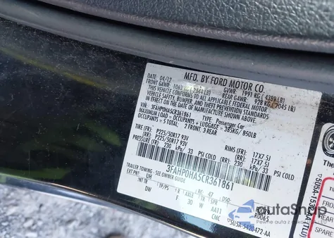 2012 Ford Fusion Se from USA, damaged, VIN 3FAHP0HA5CR361861